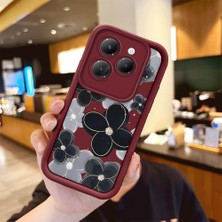 Ucuc Infinix Hot 40/hot 40 Pro Uyumlu Silikon Malzeme Darbeye Dayanıklı Bordo Renkli Kılıf Çiçekler Desen