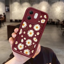 Ucuc Infinix Hot 50I/SMART 9 Uyumlu Silikon Malzeme Darbeye Dayanıklı Bordo Renkli Kılıf Çiçekler Desen