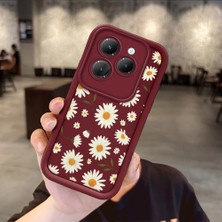 Ucuc Infinix Hot 40/hot 40 Pro Uyumlu Silikon Malzeme Darbeye Dayanıklı Bordo Renkli Kılıf Çiçekler Desen