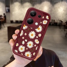 Ucuc Xiaomi Redmi Note 14S Uyumlu Silikon Malzeme Darbeye Dayanıklı Bordo Renkli Kılıf Çiçekler Desen