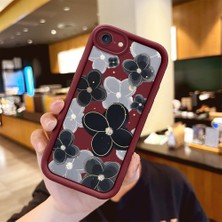 Ucuc iPhone 7/8/se 2020 2022 Uyumlu Silikon Malzeme Darbeye Dayanıklı Bordo Renkli Kılıf Çiçekler Desen