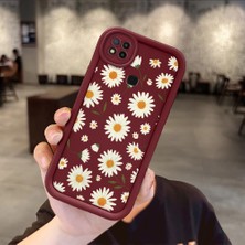 Ucuc Xiaomi Redmi 9C/10A Uyumlu Silikon Malzeme Darbeye Dayanıklı Bordo Renkli Kılıf Çiçekler Desen