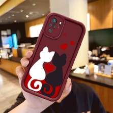 Ucuc Xiaomi Redmi Note 10/10S Uyumlu Silikon Malzeme Darbeye Dayanıklı Bordo Renkli Kılıf Kartun Desen
