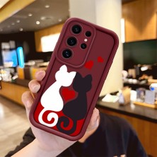 Ucuc Samsung Galaxy S25 Ultra Uyumlu Silikon Malzeme Darbeye Dayanıklı Bordo Renkli Kılıf Kartun Desen