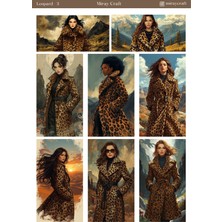 Miray Craft Leopar Temalı Sticker Sayfası – Şık & Fashion Illüstrasyonlar (12×17 Cm)