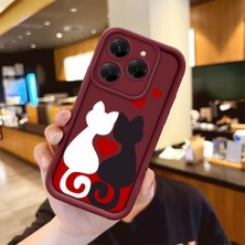 Ucuc Tecno Spark 20 Pro Uyumlu Silikon Malzeme Darbeye Dayanıklı Bordo Renkli Kılıf Kartun Desen