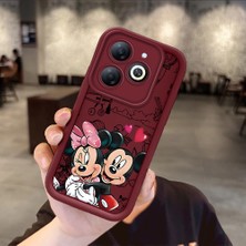 Ucuc Tecno Spark 20/20C/GO 2024 Uyumlu Darbe Koruma Lens Koruma Bordo Silikon Kılıf Mickey Mouse Deseni