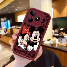 Ucuc Realme C53/C51/NOTE 50 Uyumlu Darbe Koruma Lens Koruma Bordo Silikon Kılıf Mickey Mouse Deseni