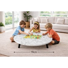 Alesta Life 70  cm  Beyaz Katlanabilir Metal Ayaklı Yer Sofrası | Hamur Açma Tahtası | Oyun Masası - 21  cm  Yükseklik