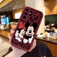 Ucuc Samsung Galaxy A56/A36 Uyumlu Darbe Koruma Lens Koruma Bordo Silikon Kılıf Mickey Mouse Deseni