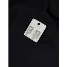 Luxury Gümüş Renk Kalp Zirkon Taşlı Küpe