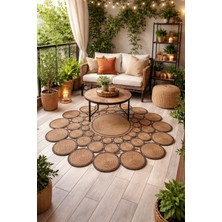 Halımax Salda JUT02 Hasır Çift Taraflı Yıkanabilir Jüt Kilim Mutfak Banyo Koridor Halısı Yuvarlak Jüt Halı