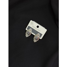 316L Çelik Gümüş Renk Zirkon Taşlı Küpe