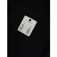 Luxury Gümüş Renk Zirkon Taşlı Küpe