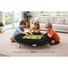 Alesta Life 80  cm  Siyah Katlanabilir Metal Ayaklı Yer Sofrası | Hamur Açma Tahtası | Oyun Masası - 21  cm  Yükseklik