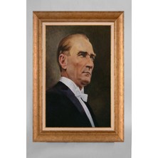 Giyense Özel Seri Altın Paspartulu Çerçeveli Atatürk Tablo R428