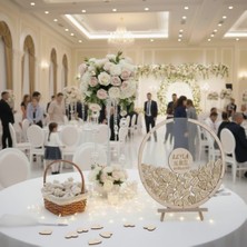 Düğün-Nişan Misafir Hatıra Anı Kutusu Çift Taraflı Şeffah Pleksi  50 cm Şövale+Yazı Kalemi Hediyeli