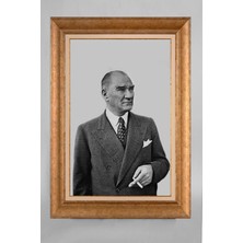 Giyense Özel Seri Altın Paspartulu Çerçeveli Atatürk Tablo R466