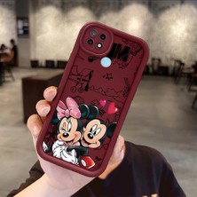 Ucuc Realme C21 Uyumlu Darbe Koruma Lens Koruma Bordo Silikon Kılıf Mickey Mouse Deseni