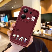 Ucuc Xiaomi Redmi Note 14S Uyumlu Darbe Koruma Lens Koruma Bordo Silikon Kılıf Sevimli Snoopy Deseni