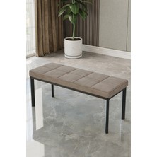 Baresmu Aren Bench Puf – Çımalı Oturma Bankı 105X40 cm | Modern Bench Puf Siyah Metal Ayaklı Çımalı