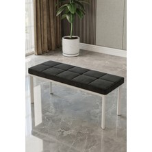 Baresmu Aren Bench Puf – Çımalı Oturma Bankı 105X40 cm | Modern Bench Puf Beyaz Metal Ayaklı Çımalı