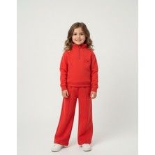 Kyex Kids Kyex Premıum Kız Çocuk Kırmızı Alt Üst Pamuklu Yumuşacık Fermuarlı Cepli Eşofman Takımı 3-8 Yaş
