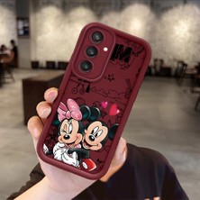Ucuc Samsung Galaxy S23 Fe Uyumlu Darbe Koruma Lens Koruma Bordo Silikon Kılıf Mickey Mouse Deseni