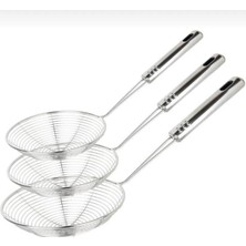 Senz Çelik Kevgir Süzgeç Patates Kızartma Süzgeci 3 Lü Set