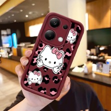 Ucuc Xiaomi Redmi Note 14S Uyumlu Silikon Malzeme Darbeye Dayanıklı Bordo Renkli Kılıf Hello Kitty Desen