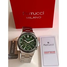 Ferrucci Gümüş Renk Fonksiyonları Aktif 42 mm Kasa Çap Erkek Kol Saati+Bileklik