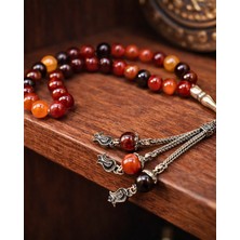 Sufi Tesbih Esans Ve Hediyelik Doğal Akik Taşı Tesbih | El Yapımı | Gümüş Kaplama Püskül| Otantik Tasarım