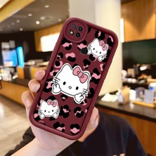 Ucuc Xiaomi Redmi 9C/10A Uyumlu Silikon Malzeme Darbeye Dayanıklı Bordo Renkli Kılıf Hello Kitty Desen