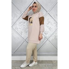 Pys Giyim Kadın Baskı Detaylı Kombinli Tesettür Tunik