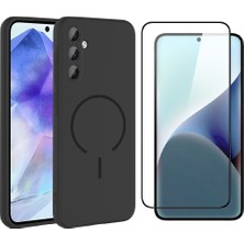 Vendas Samsung Galaxy A55 Kılıf M-Safe Şarj Özellikli Zore Meta Kapak + Cam Ekran Koruyucu