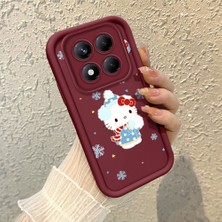 Ucuc Xiaomi Redmi Note 14 Pro Plus 5g Uyumlu Silikon Malzeme Darbeye Dayanıklı Bordo Renkli Kılıf Hello Kitty Desen
