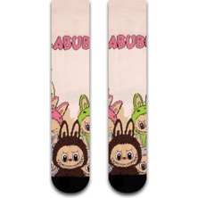 Neşeli Çoraplar Pembe Labubu Renkli Unisex Çorap