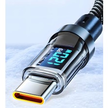 Armesse Dijital Göstergeli 120W Süper Hızlı Örgülü USB To Type C Şarj Kablosu 2 Metre