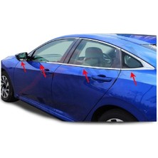 Casterly Honda Civic 2016-2020 Fc5 Kasa Krom Cam Çıtası 8 Parça Paslanmaz Çelik