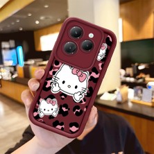 Ucuc Infinix Hot 40/hot 40 Pro Uyumlu Silikon Malzeme Darbeye Dayanıklı Bordo Renkli Kılıf Hello Kitty Desen
