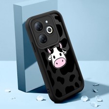 HONTINGA Infinix Smart 8 ile Uyumlu Kılıfı Düşüme Önleyici Basitlik Anti Düşme Kamera Korumali Inek Deseni Siyah Desen Yumuşak Silikon Telefon Kılıfı Kadın ve Erkek Için Uygundur K2-0236