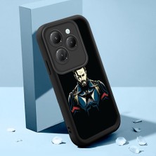 HONTINGA Infinix Hot 40 Pro ile Uyumlu Kılıfı Düşüme Önleyici Basitlik Anti Düşme Kamera Korumali Hero Deseni Siyah Desen Yumuşak Silikon Telefon Kılıfı Kadın ve Erkek Için Uygundur K2-0307