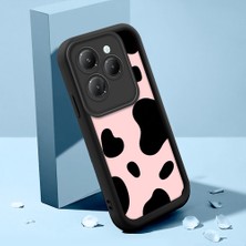 HONTINGA Infinix Hot 40 ile Uyumlu Kılıfı Düşüme Önleyici Basitlik Anti Düşme Kamera Korumali Inek Derisi Deseni Siyah Desen Yumuşak Silikon Telefon Kılıfı Kadın ve Erkek Için Uygundur K2-0235