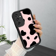 HONTINGA Samsung Galaxy M15 ile Uyumlu Kılıfı Düşüme Önleyici Basitlik Anti Düşme Kamera Korumali Inek Derisi Deseni Siyah Desen Yumuşak Silikon Telefon Kılıfı Kadın ve Erkek Için Uygundur K2-0235