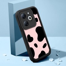 HONTINGA Infinix Smart 8 ile Uyumlu Kılıfı Düşüme Önleyici Basitlik Anti Düşme Kamera Korumali Inek Derisi Deseni Siyah Desen Yumuşak Silikon Telefon Kılıfı Kadın ve Erkek Için Uygundur K2-0235