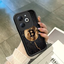 HONTINGA Infinix Smart 8 ile Uyumlu Kılıfı Düşüme Önleyici Basitlik Anti Düşme Kamera Korumali Para Deseni Siyah Desen Yumuşak Silikon Telefon Kılıfı Kadın ve Erkek Için Uygundur K2-0213