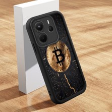 HONTINGA Xiaomi Redmi Note 14 ile Uyumlu Kılıfı Düşüme Önleyici Basitlik Anti Düşme Kamera Korumali Para Deseni Siyah Desen Yumuşak Silikon Telefon Kılıfı Kadın ve Erkek Için Uygundur K2-0213