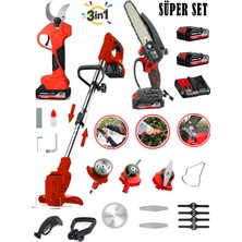 Eisenn Kimmer Premium 3 İn 1 Red Akülü Bahçe Seti Çim Biçme Tırpan + Budama Testeresi + Budama Makası
