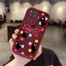 Ucuc Xiaomi Redmi Note 11/11S Uyumlu Silikon Malzeme Darbeye Dayanıklı Bordo Renkli Kılıf Zarif Baskılı Desen