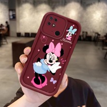Ucuc Xiaomi Redmi 10C Uyumlu Silikon Malzeme Darbeye Dayanıklı Bordo Renkli Kılıf Mickey Mouse